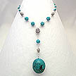 DKC ~ Turquoise Nugget Drop Necklace with Bali Beads